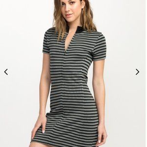 RVCA Shaw Striped Zip Up Mock Mini Dress